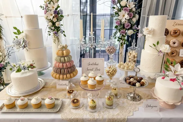 Svatební dort a sweet bar průvodce výběrem chutí designu a cen