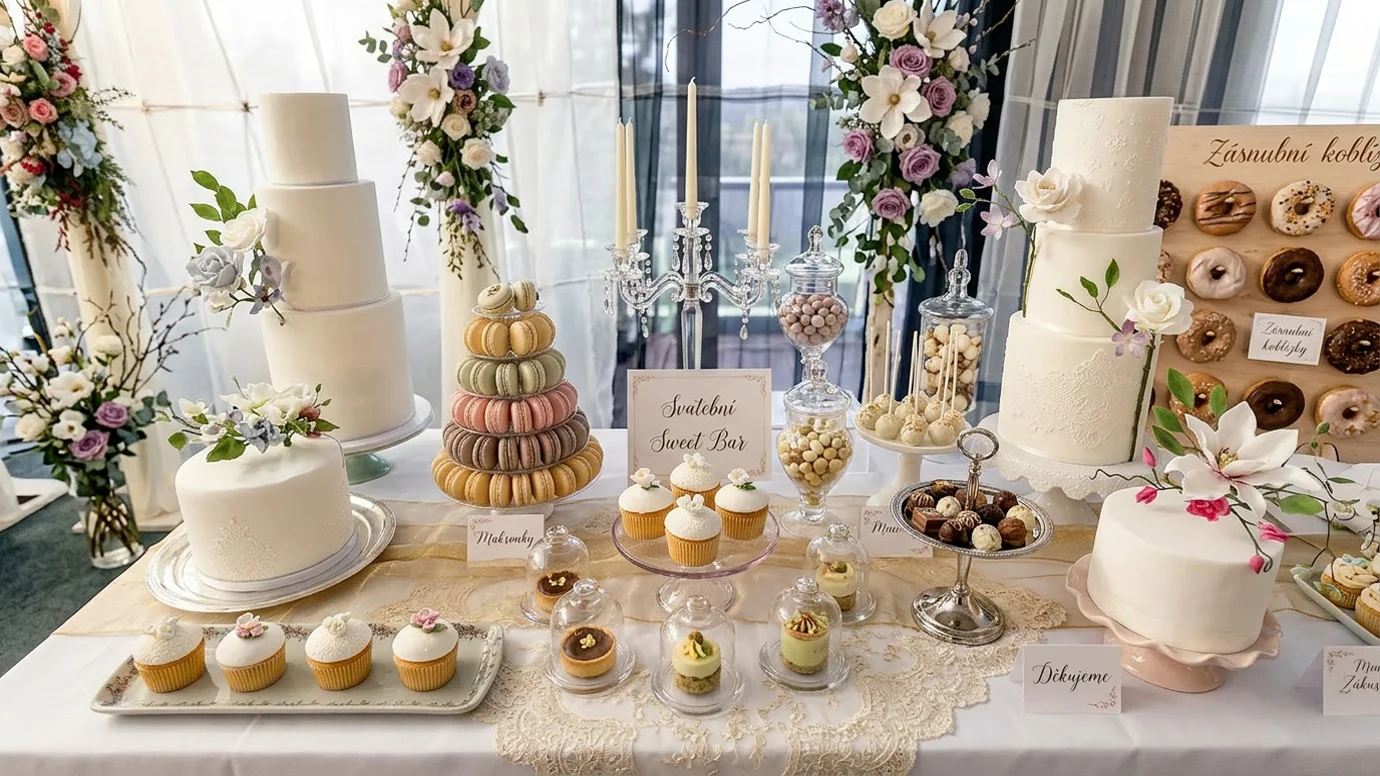 Svatební dort a sweet bar průvodce výběrem chutí designu a cen